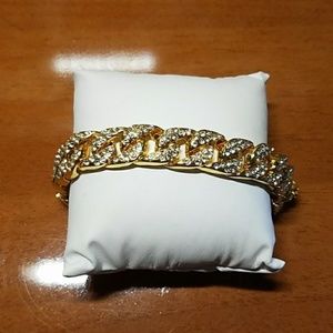 NEW! Mens Curb "Cuban" 18K Gold Wrist Chain